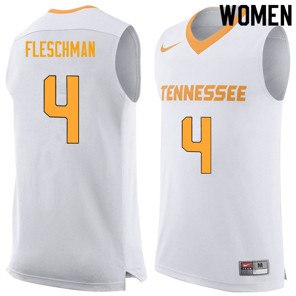 Women #4 Jacob Fleschman Tennessee Volunteers College Basketball Jerseys Sale-White